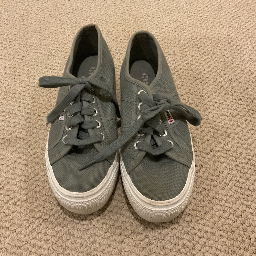 Superga Canvas Platform Sneakers - Gray,  Women’s size 5